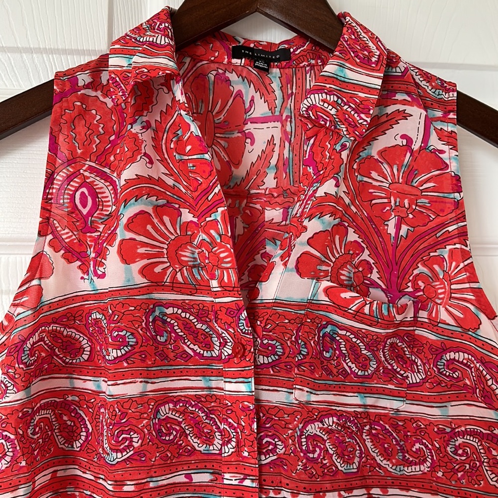 The Limited V-Neck Button Up Paisley Blouse